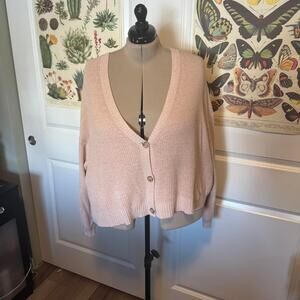 American Eagle Pastel Pink Cropped Cardigan